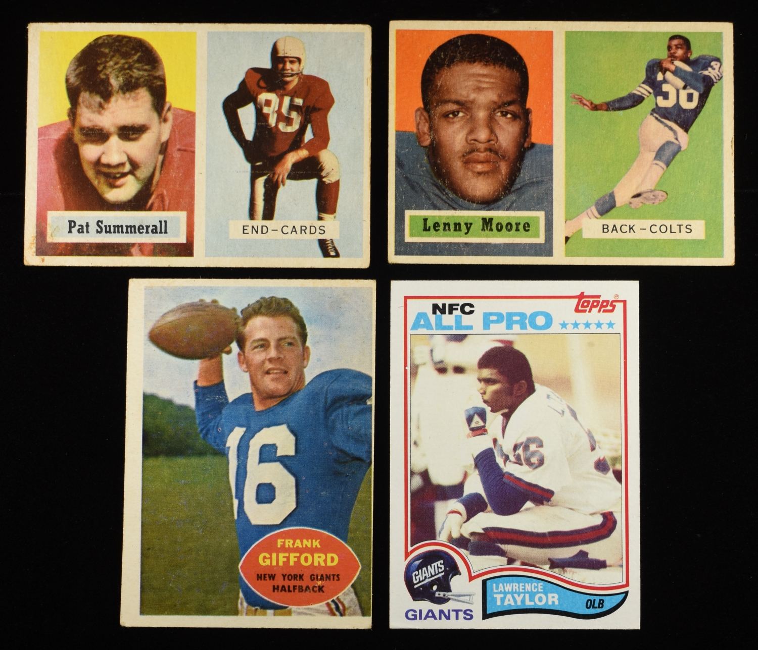 TOPPS FB 1957 #14 & #128, 1960 #74 & 1982 #434