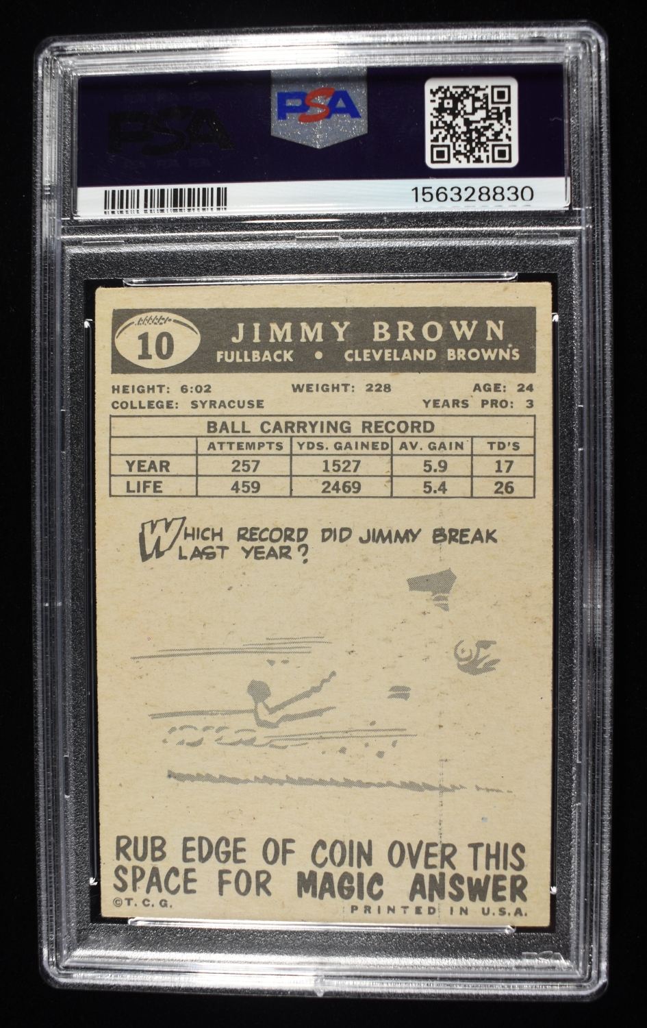 1959 TOPPS JIM BROWN #10 PSA 3