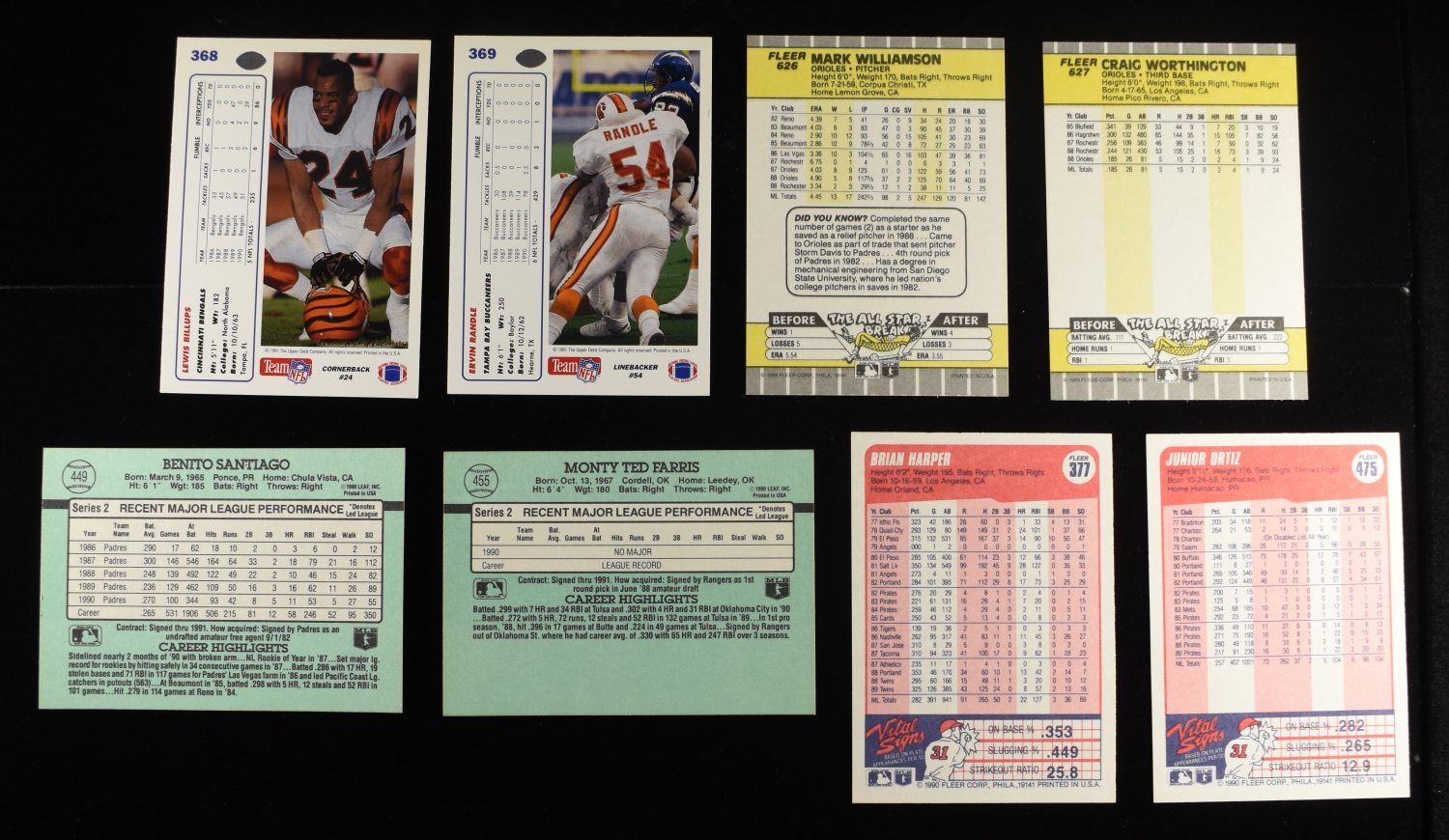(1) FOOTBALL & (3) BASEBALL CARD COLLECTIONS