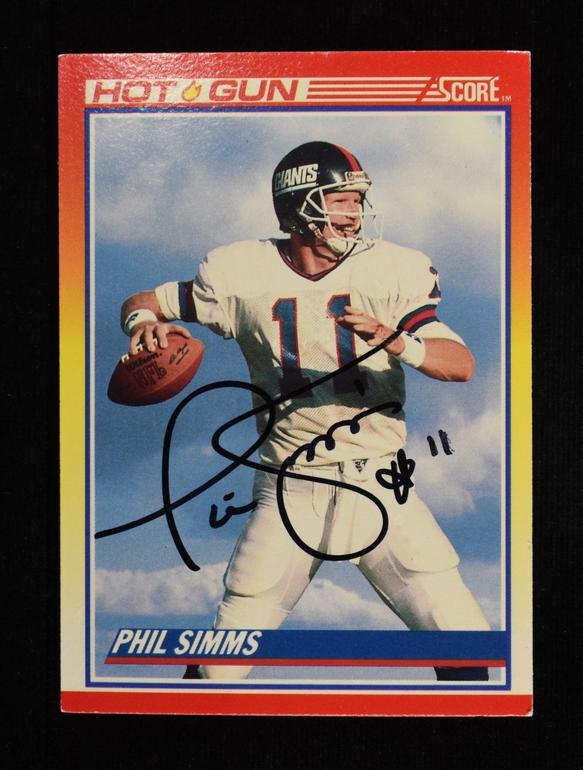 ELI MANNING/PHIL SIMMS SIGNED FOOTBALL & CARD