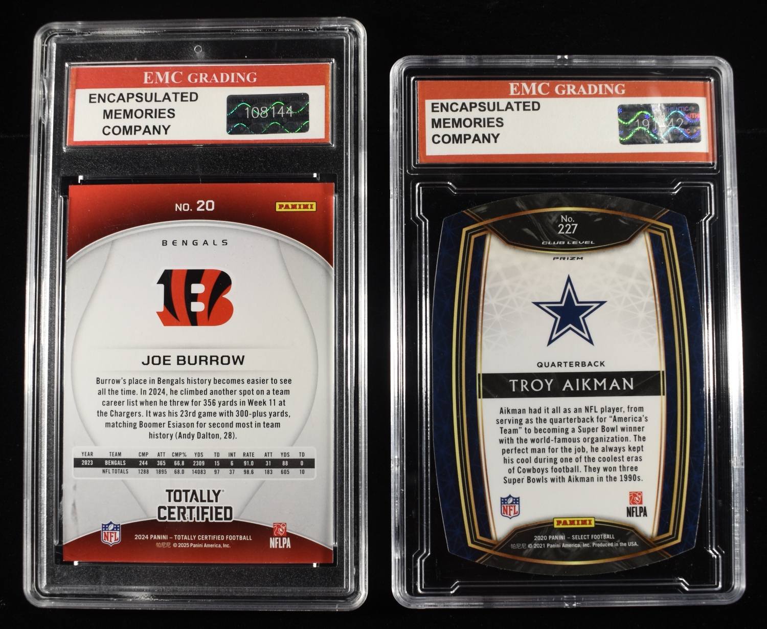 (2) EMC GRADING FOOTBALL CARDS