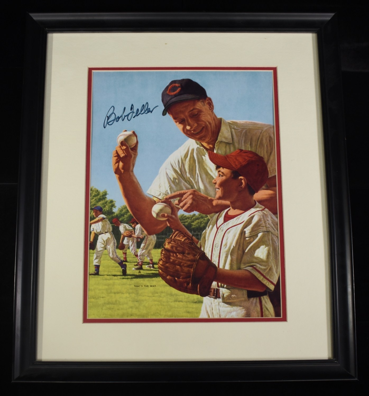 BOB FELLER SIGNED PHOTO FRAMED