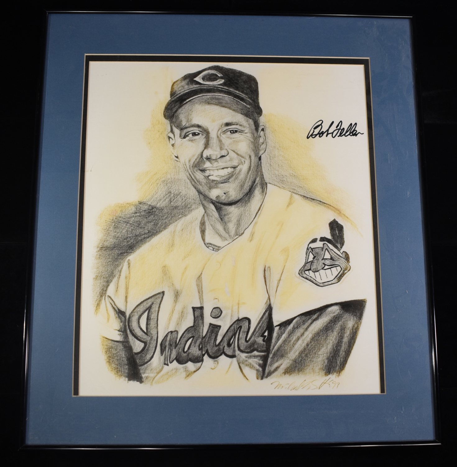 BOB FELLER SIGNED PHOTO FRAMED