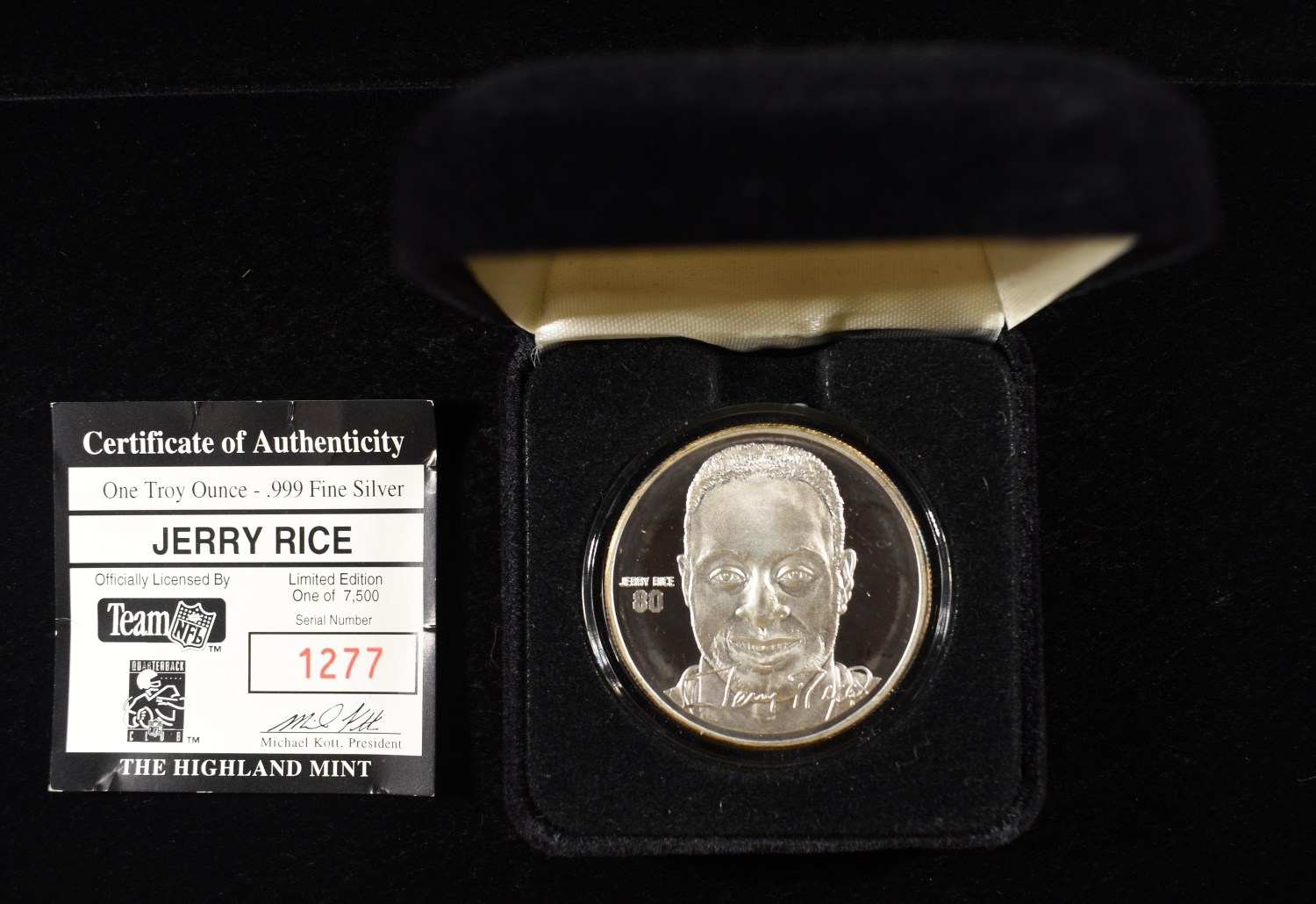 JERRY RICE 1 OZ .999 SILVER ROUND