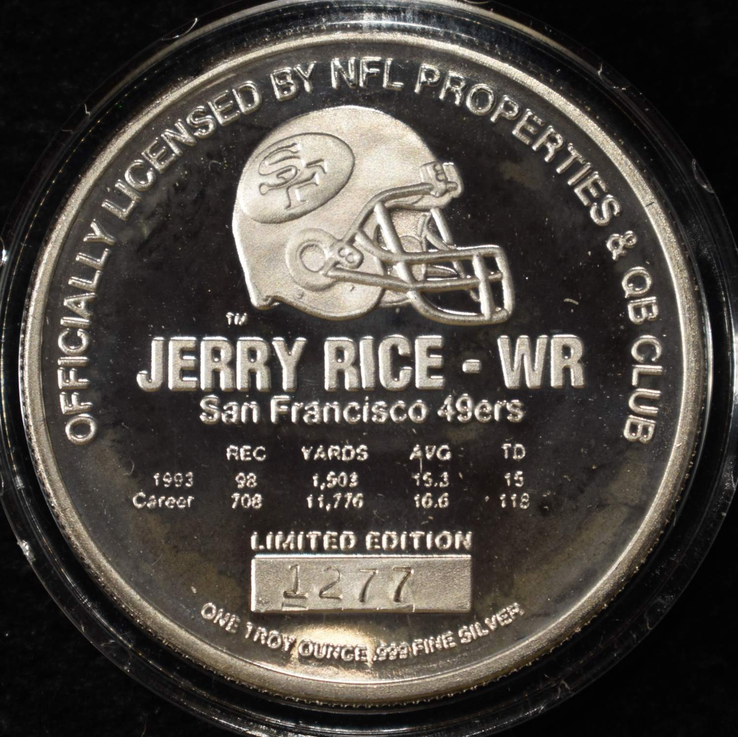 JERRY RICE 1 OZ .999 SILVER ROUND