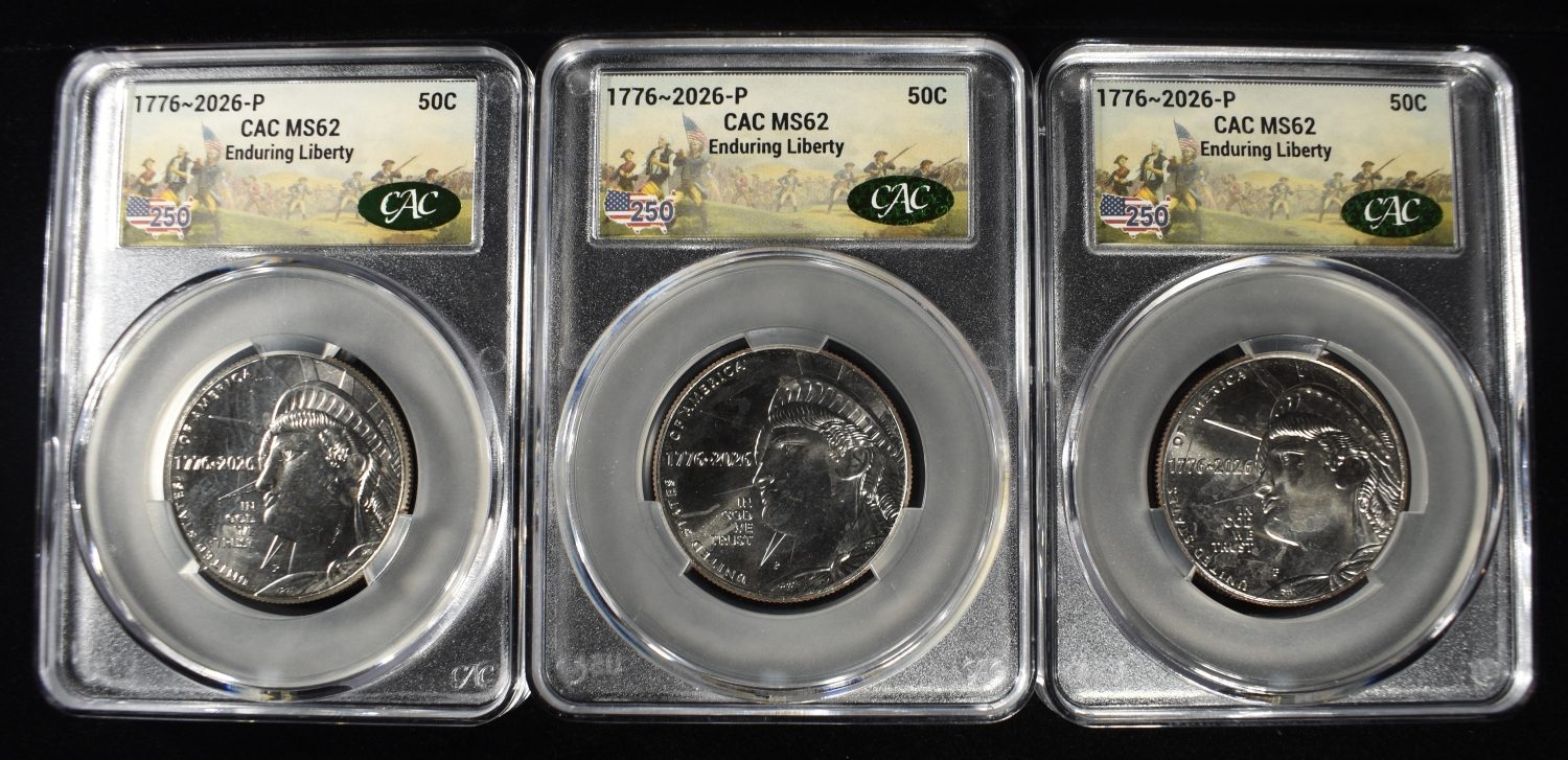 (3) 1776- 2026-P ENDURING LIBERTY 50C CAC MS62