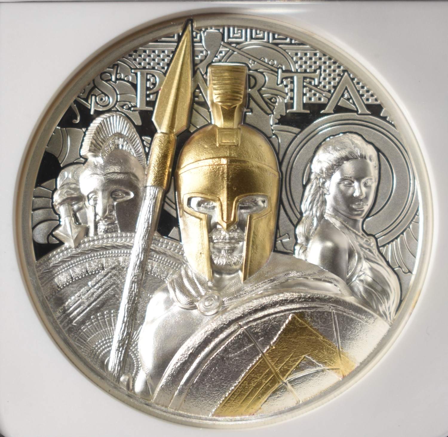 2023 GILT COOK IS. SPARTA HIGH RELIEF NGC PF70UCAM