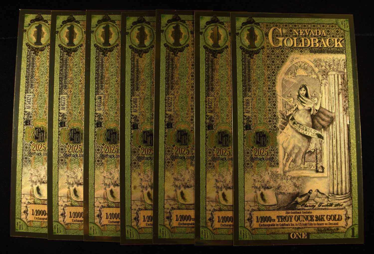(7) $1 GOLDBACKS 1/1000TH TROY OZ 24K GOLD