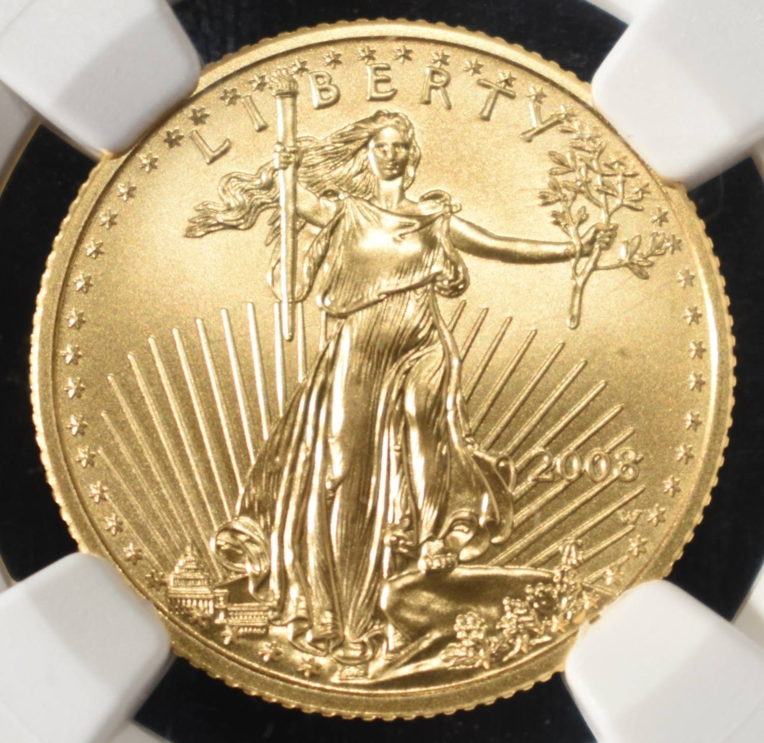 2008-W BURNISHED 1/4 OZ GOLD EAGLE NGC MS-70