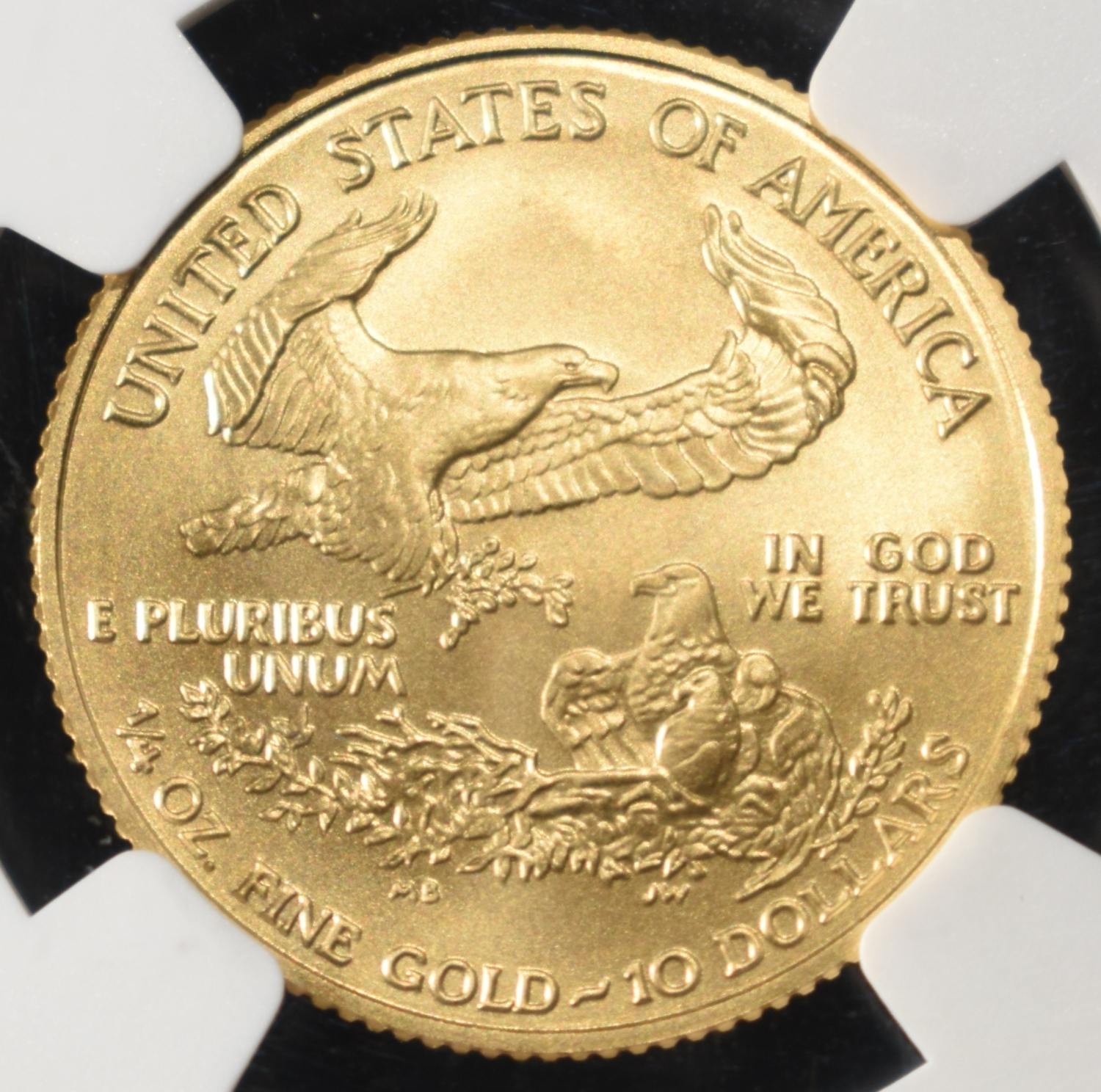 2008-W BURNISHED 1/4 OZ GOLD EAGLE NGC MS-70