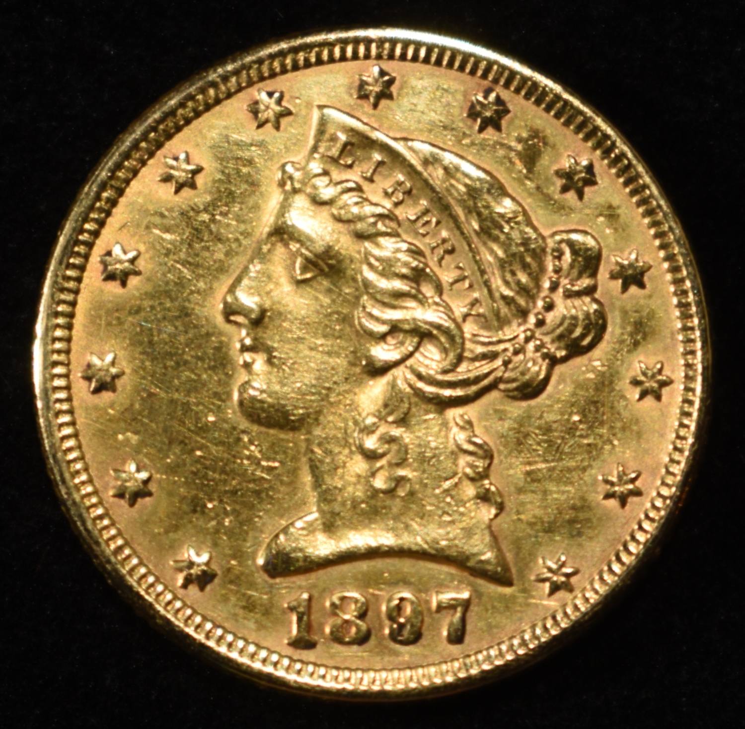 1897 $5 GOLD LIBERTY AU/BU