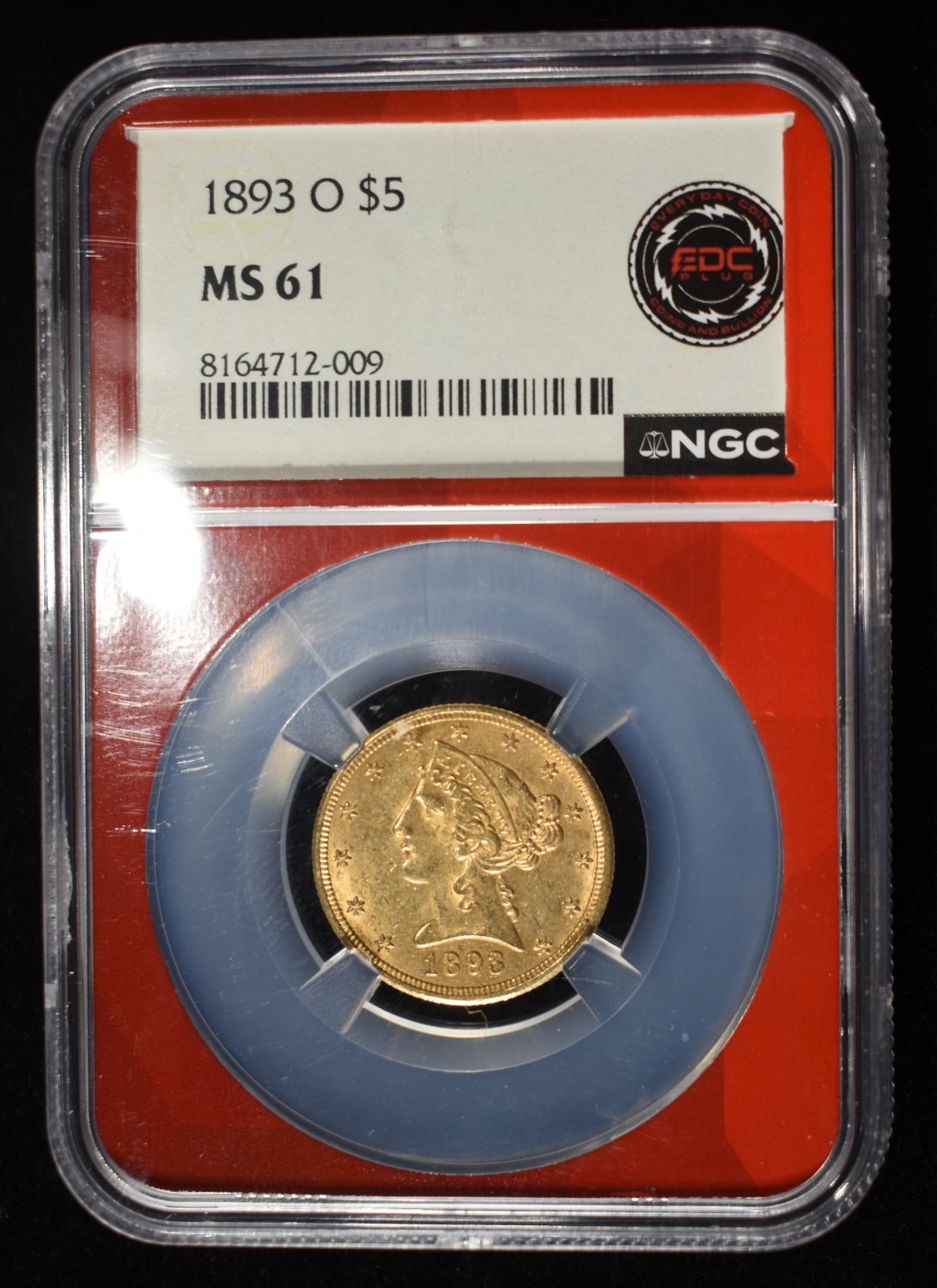 1893-O $5 GOLD LIBERTY NGC MS-61