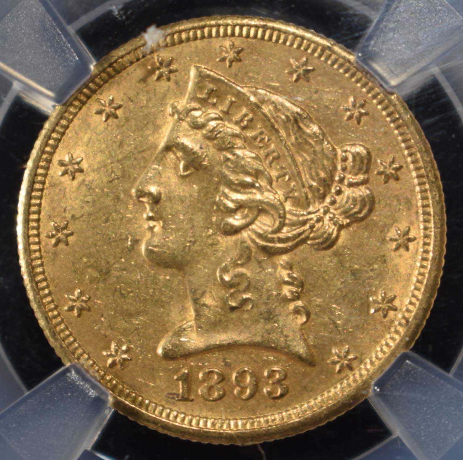 1893-O $5 GOLD LIBERTY NGC MS-61