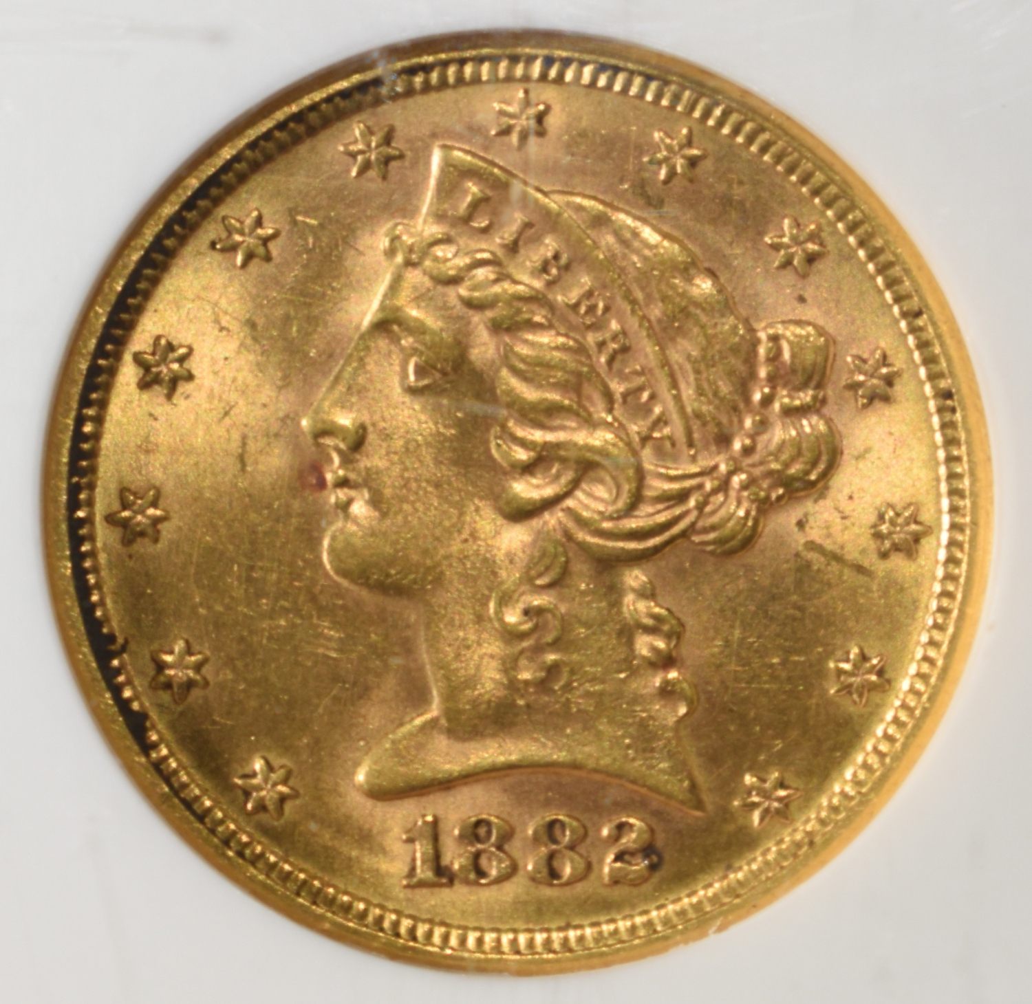 1882-S $5 GOLD LIBERTY NGC MS-63
