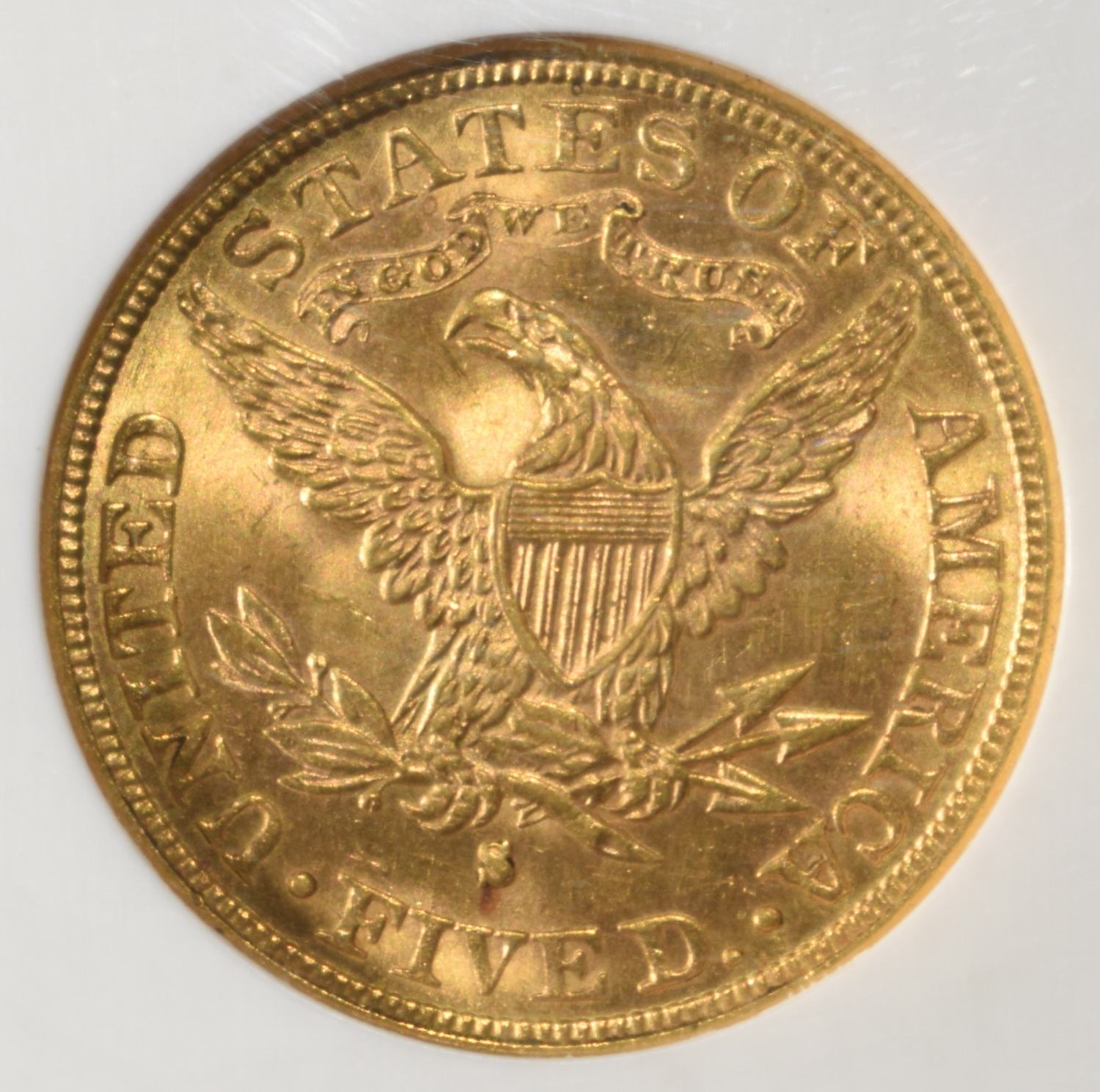 1882-S $5 GOLD LIBERTY NGC MS-63