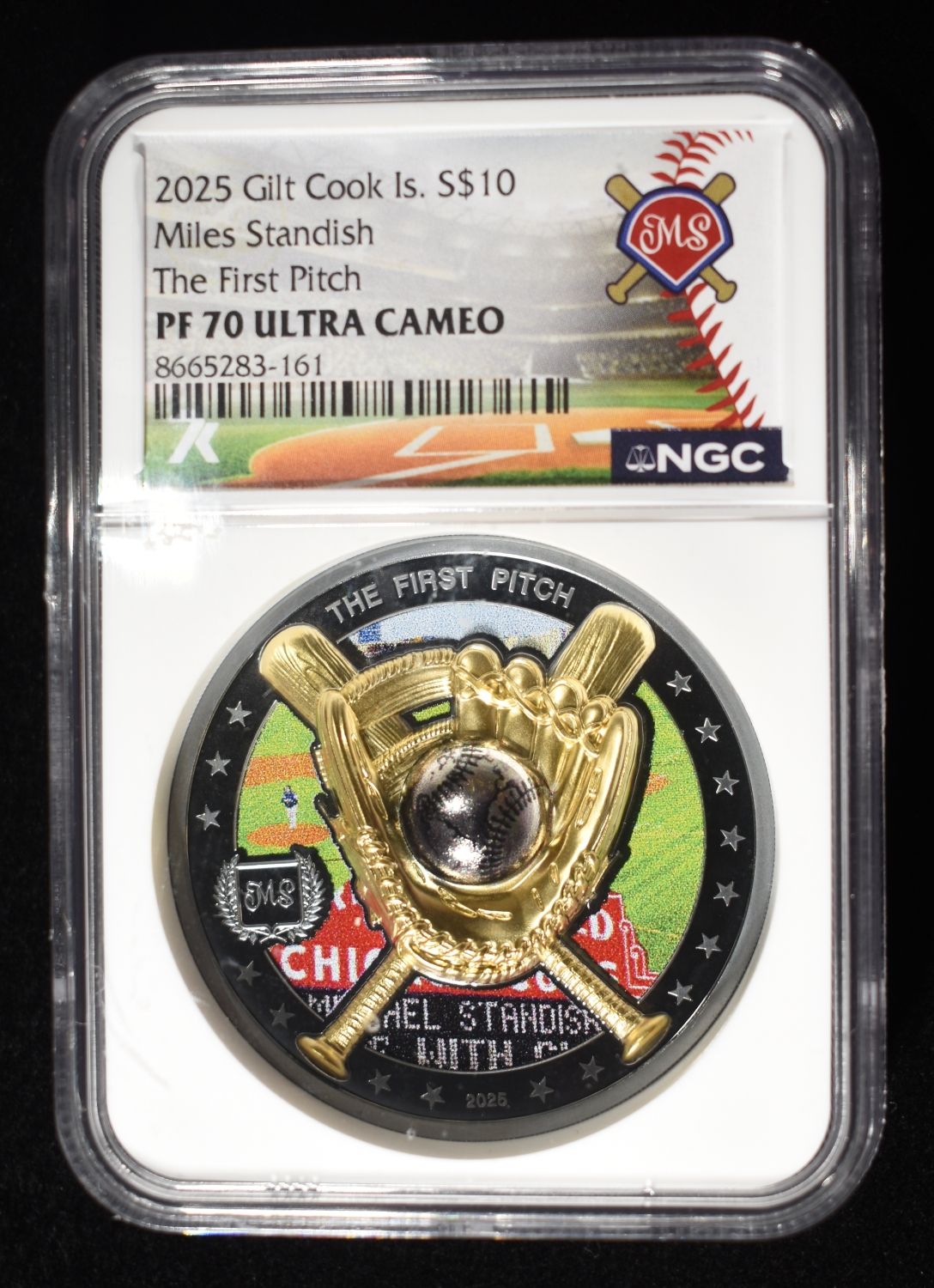 2025 GILT COOK ISLANDS FIRST PITCH NGC PF70 UCAM