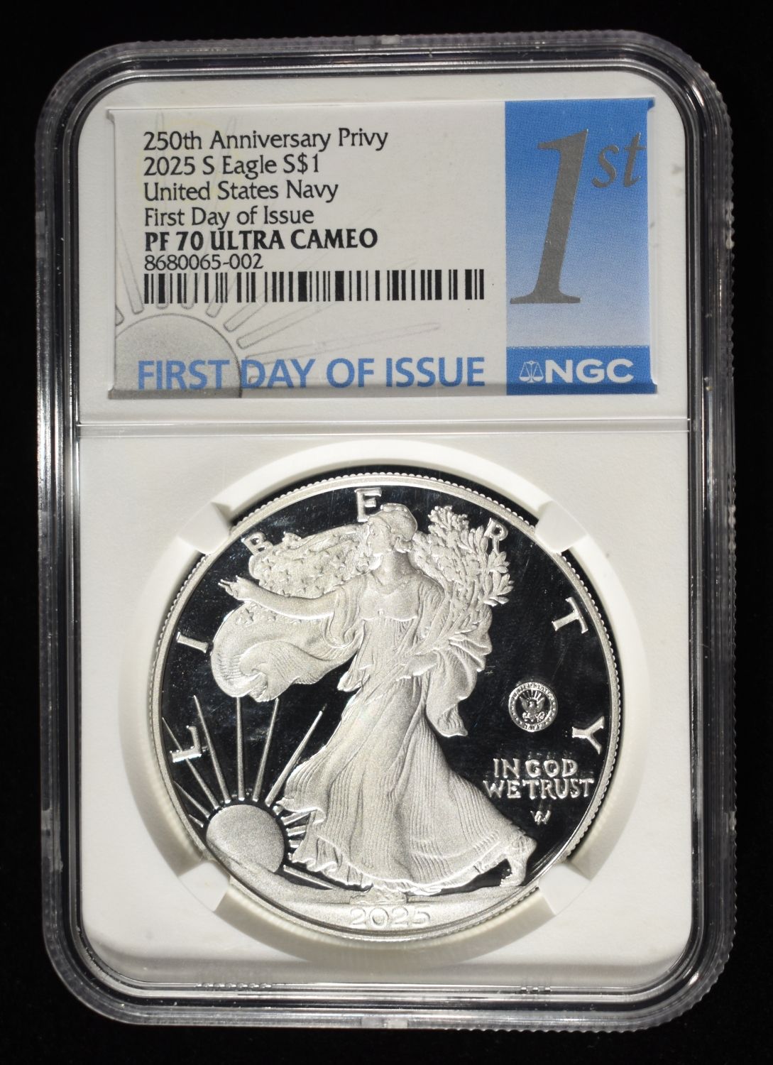 2025-S AMERICAN SILVER EAGLE PF70 ULTRA CAMEO NGC