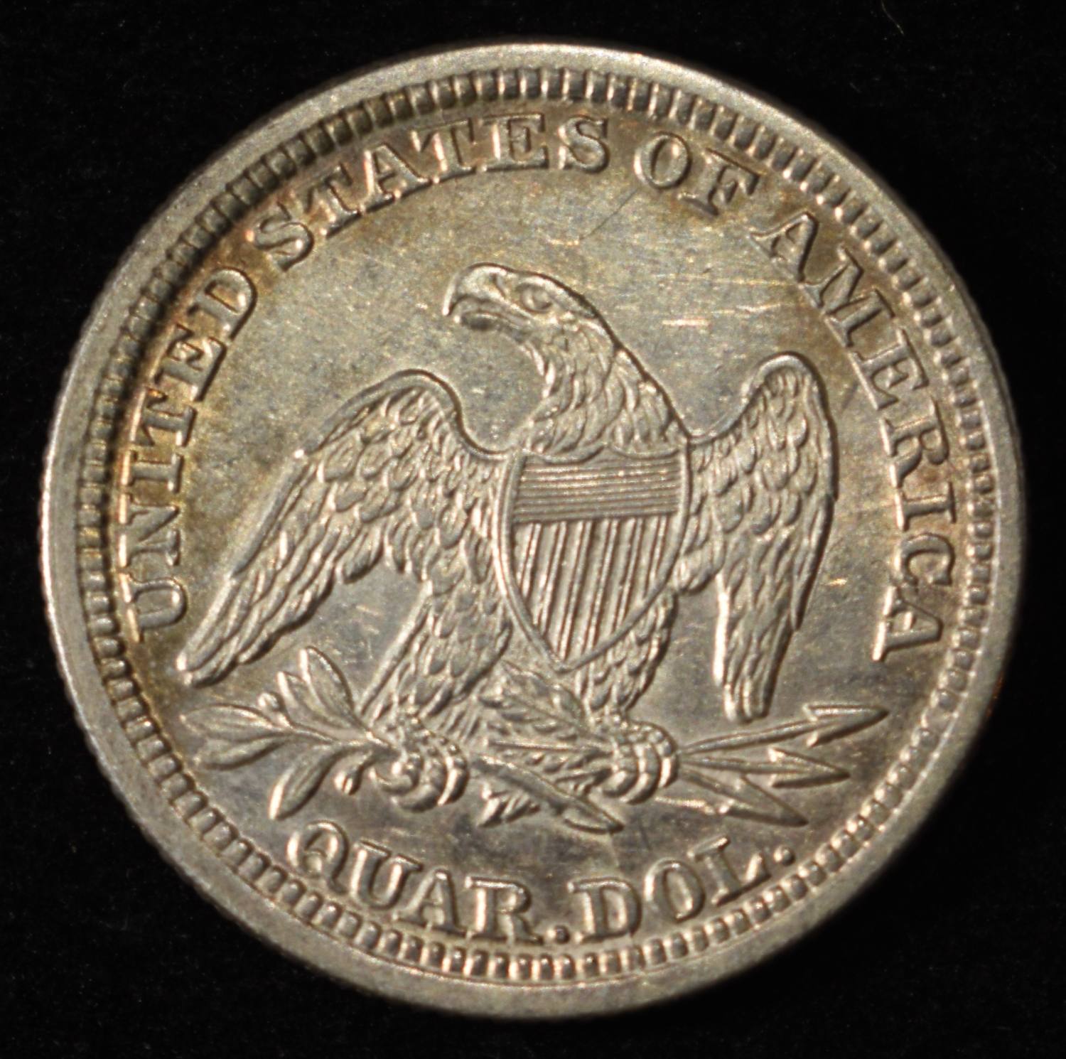 1854 SEATED LIBERTY QUARTER AU/BU