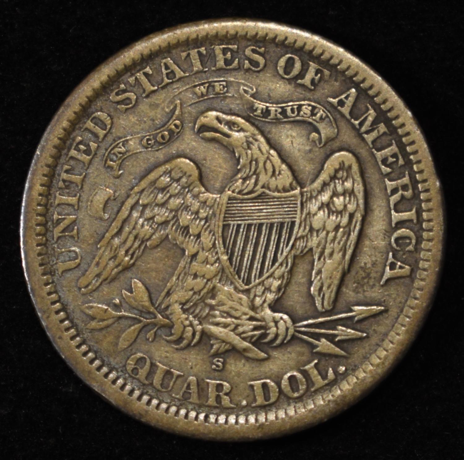 1868-S SEATED LIBERTY QUARTER XF/AU