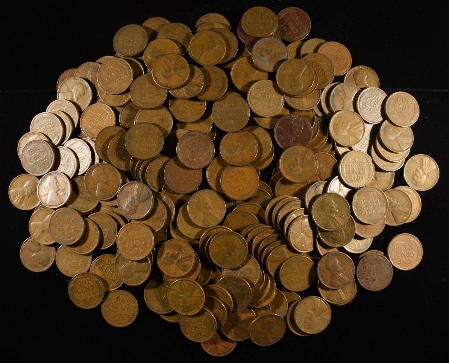 (250) WHEAT CENTS FROM THE 1930'S