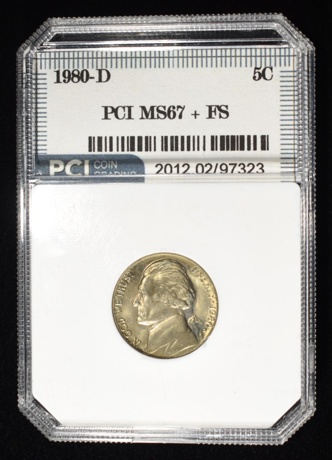 1980-F JEFFERSON NICKEL PCI SUPERB GEM BU FS