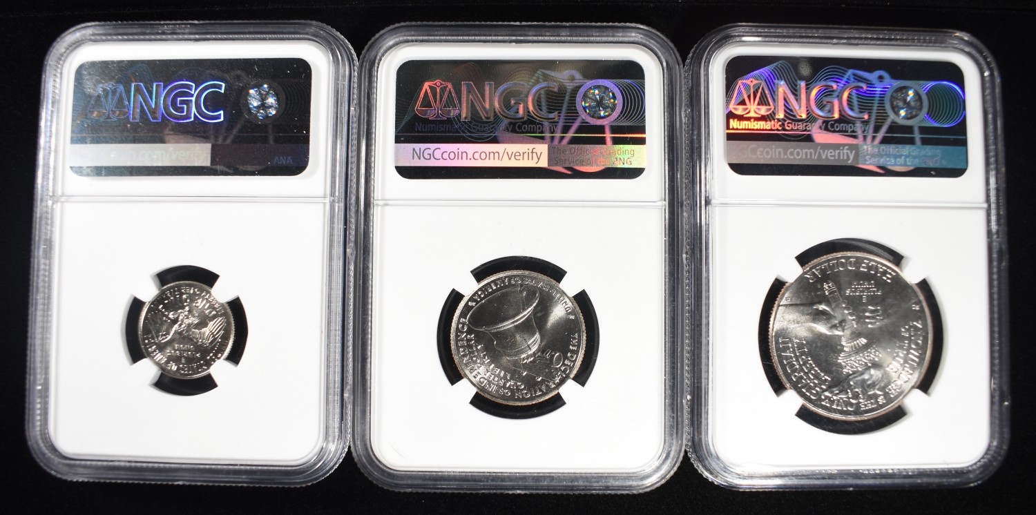 1776-2026-D 10C, 25C & 50C NGC MS65, MS66