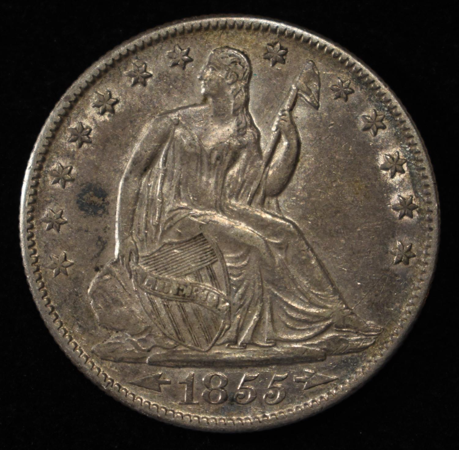 1855-O LIBERTY HALF DOLLAR ARROWS PRETTY ORIG UNC