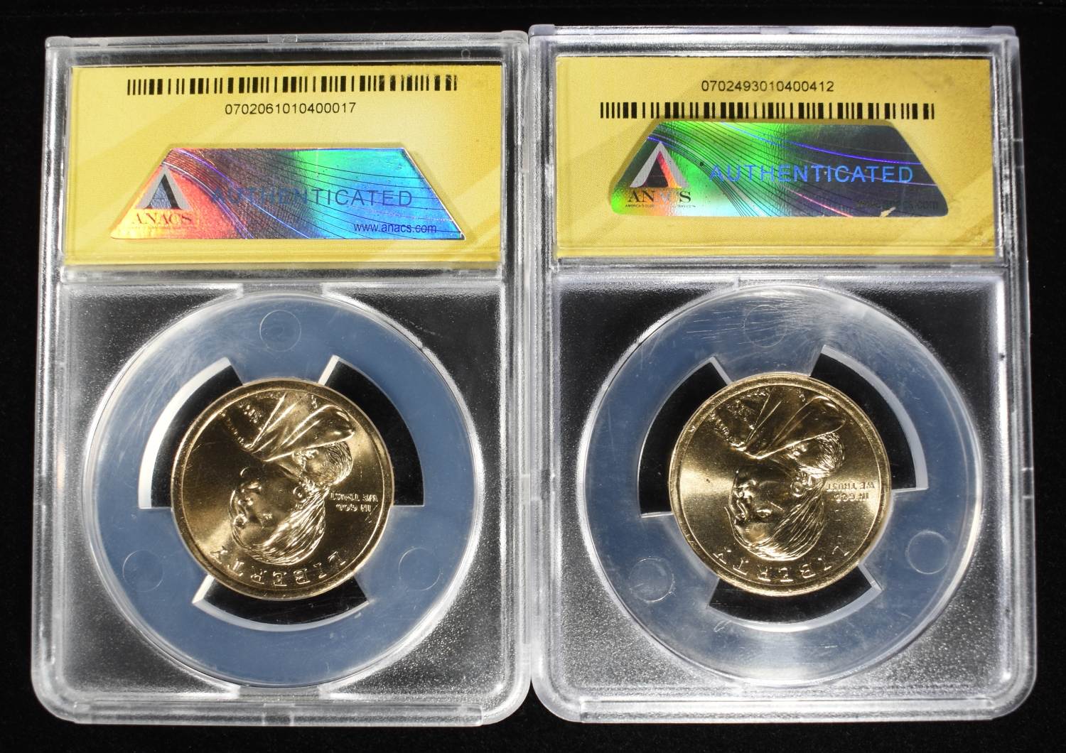 2017-D & 2019-D $1 NATIVE AMERICAN ANACS MS67 FDI