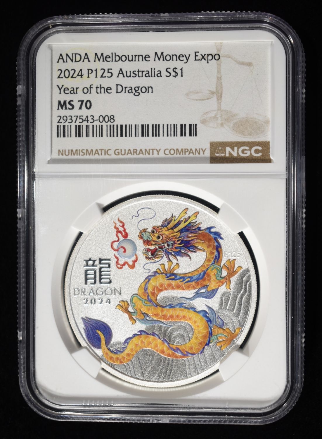 2024 P125 $1 AUS YEAR OF THE DRAGON NGC MS70