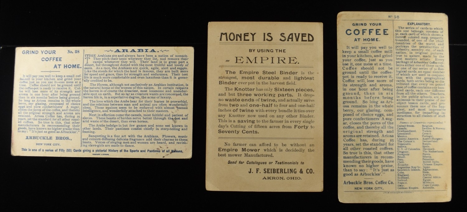 (3) VINTAGE ADVERTISEMENT CARDS
