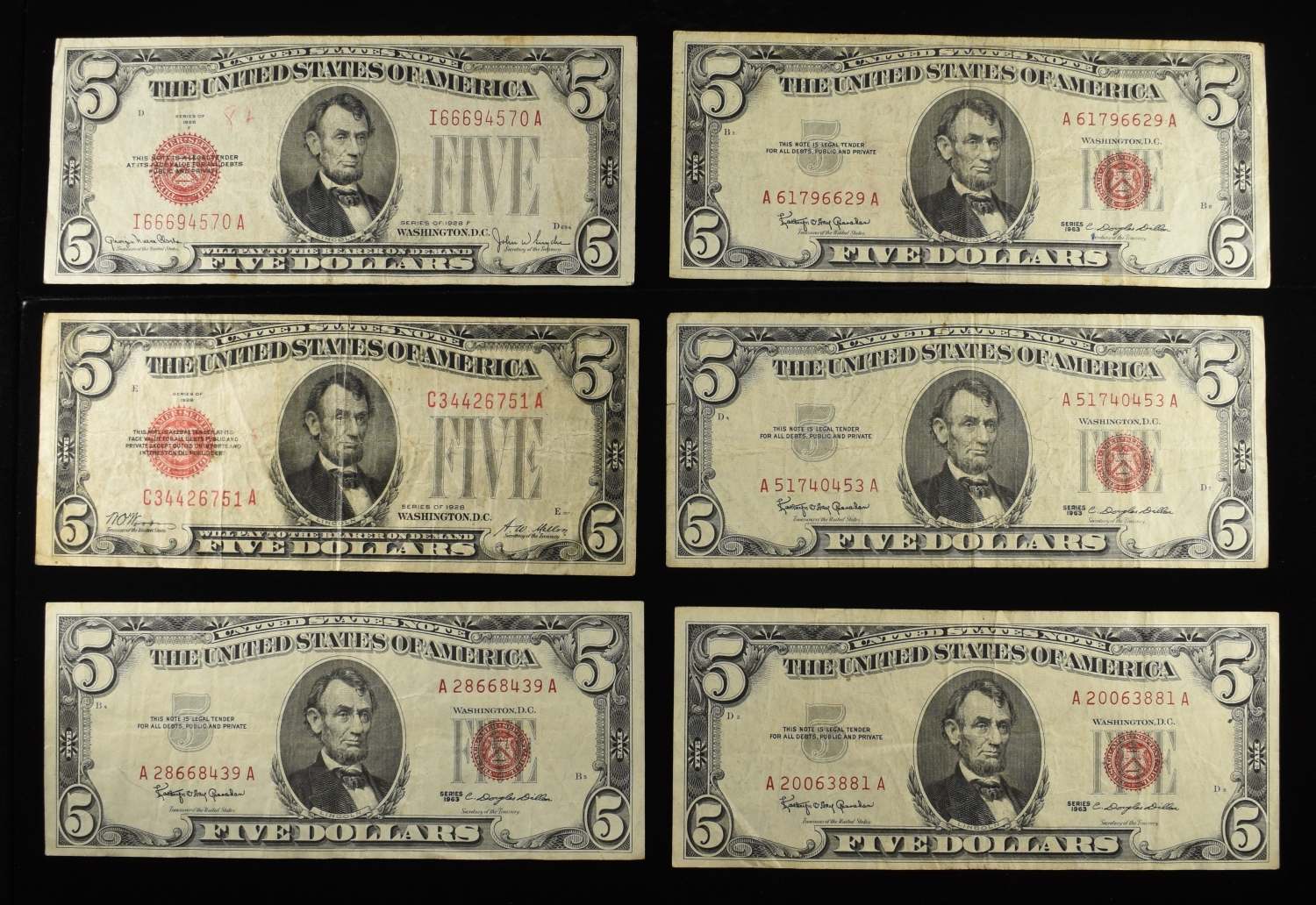 (6) $5 RED SEAL CERTIFICATES
