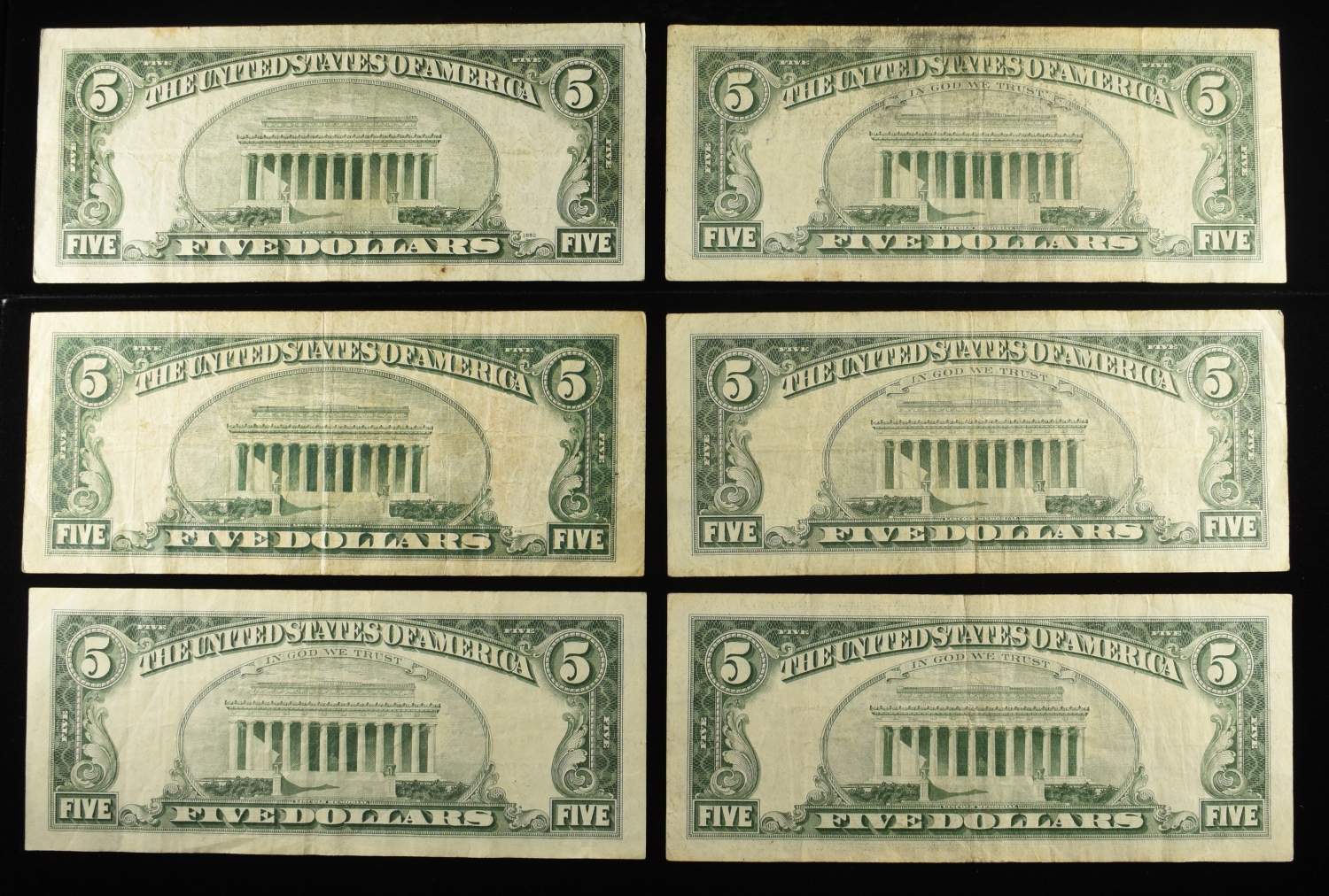 (6) $5 RED SEAL CERTIFICATES