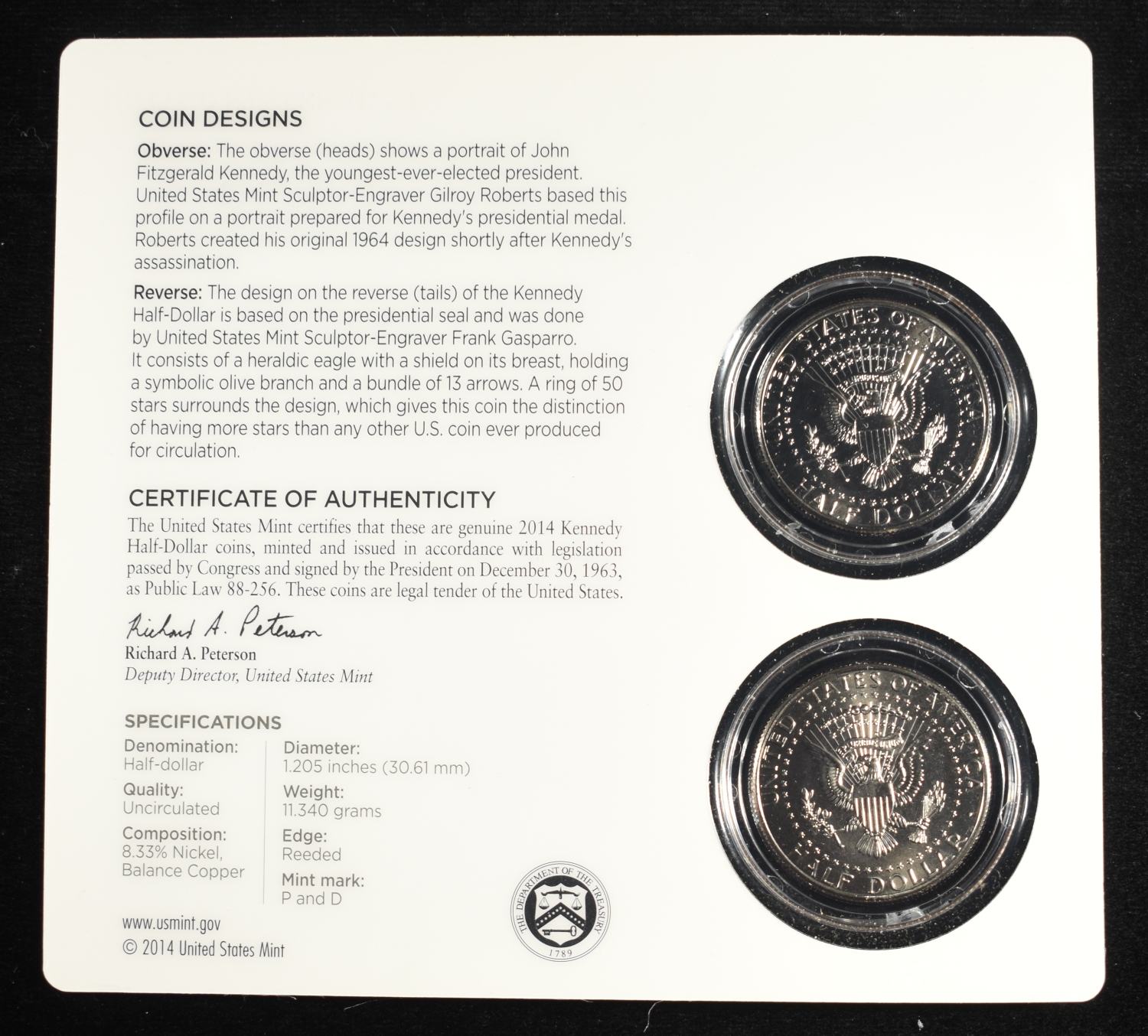 (2) 2014 KENNEDY HALF 50TH ANNVIVERSARY SETS