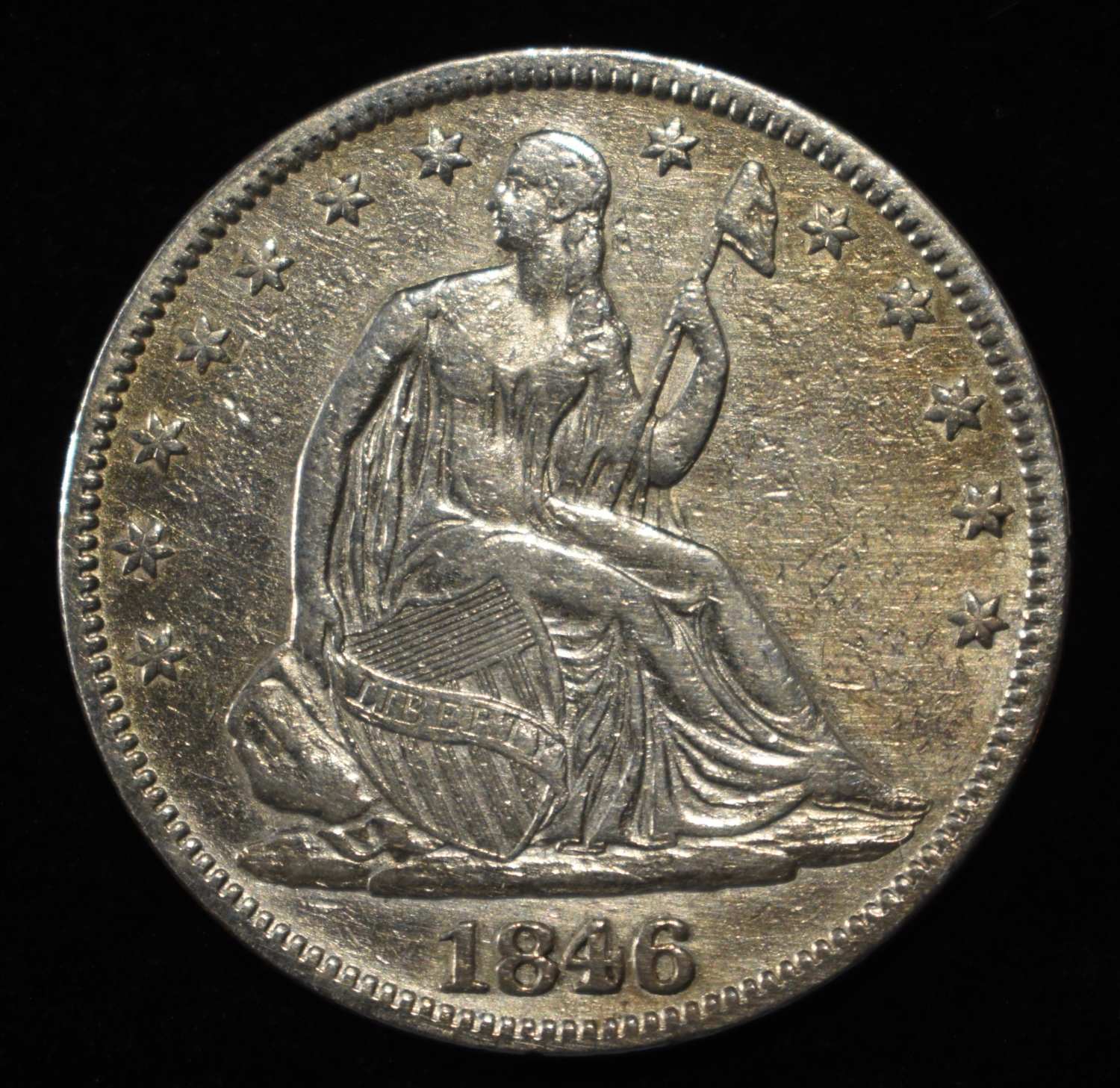 1846 SEATED LIBERTY HALF DOLLAR XF/AU