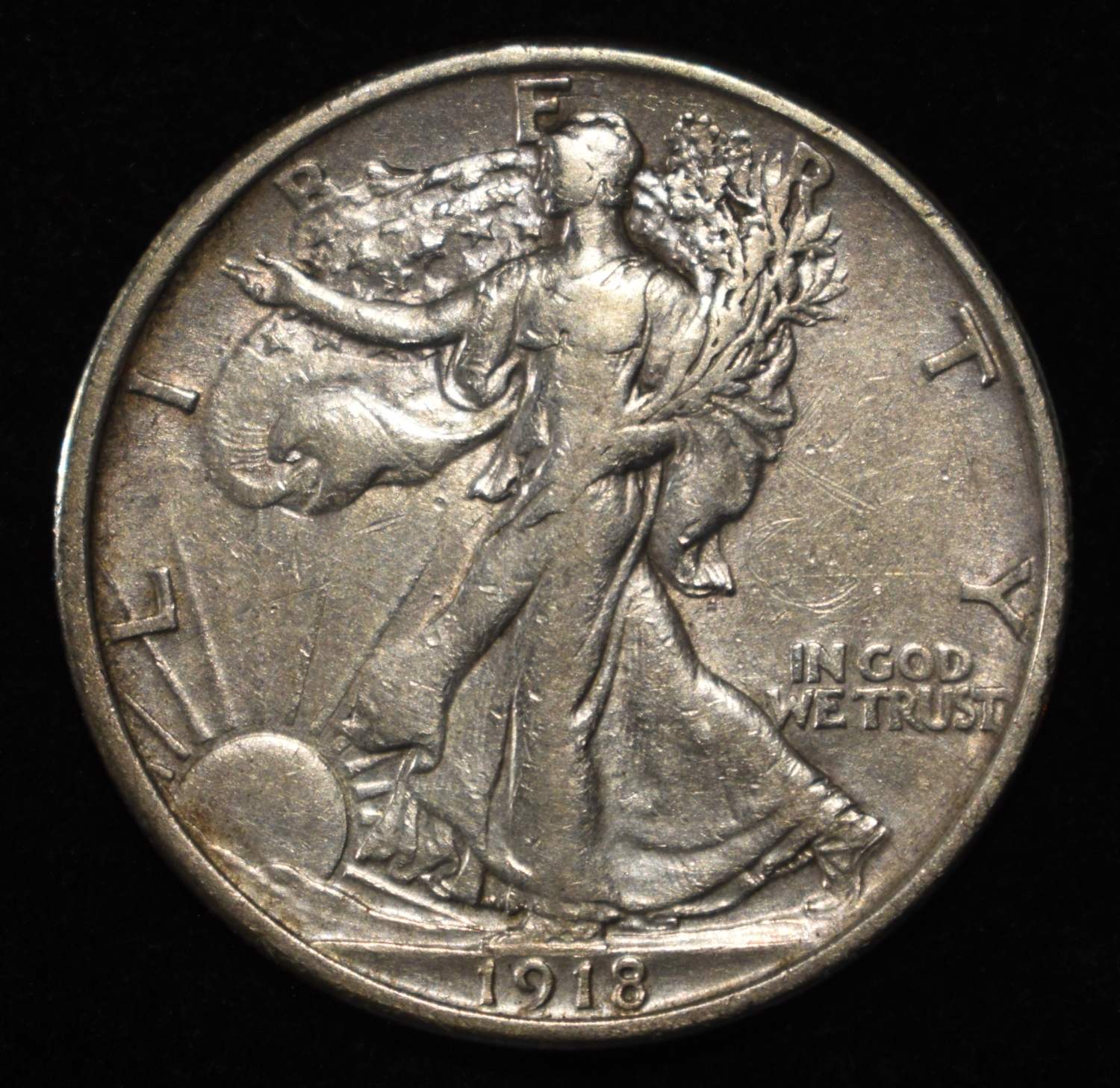 1918 WALKING LIBERTY HALF DOLLAR XF