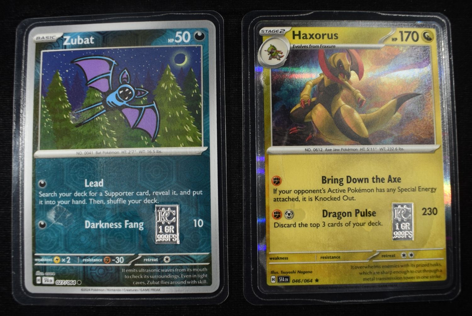 (2) 1 GR SILVER POKEMON CARDS