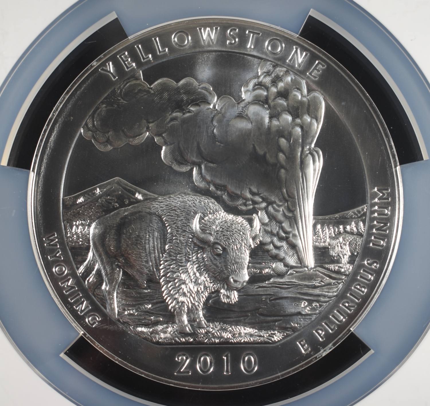 2010 5 OZ SILVER 25C YELLOWSTONE NGC GEM UNC