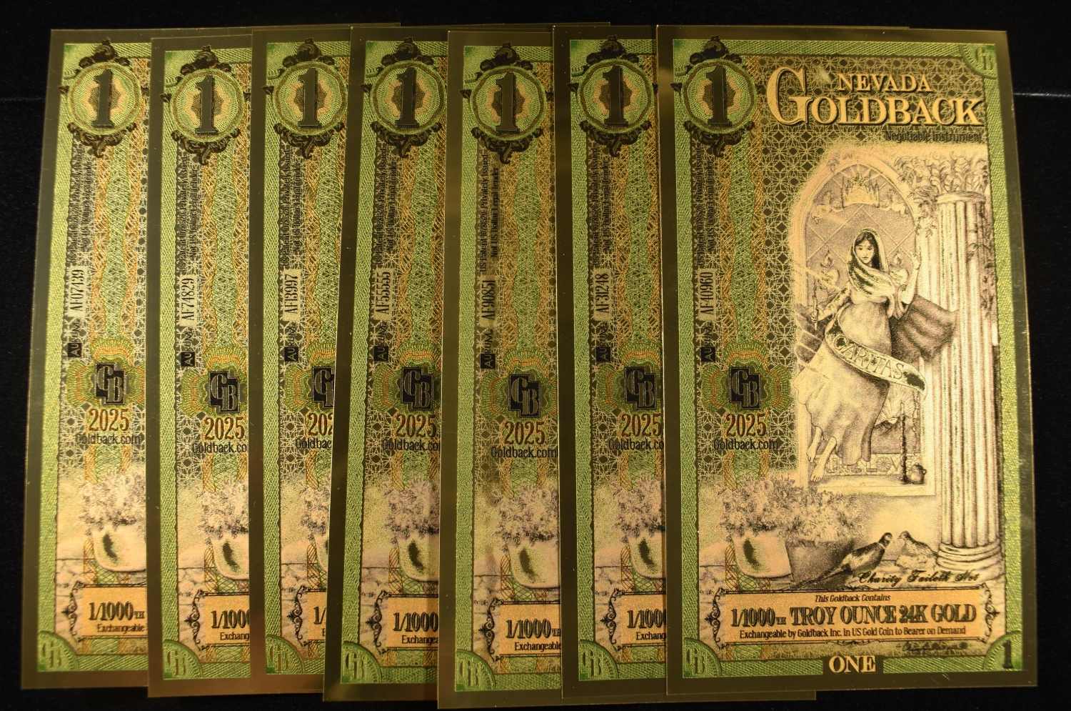 (7) $1 GOLDBACKS 1/1000TH TROY OZ 24K GOLD