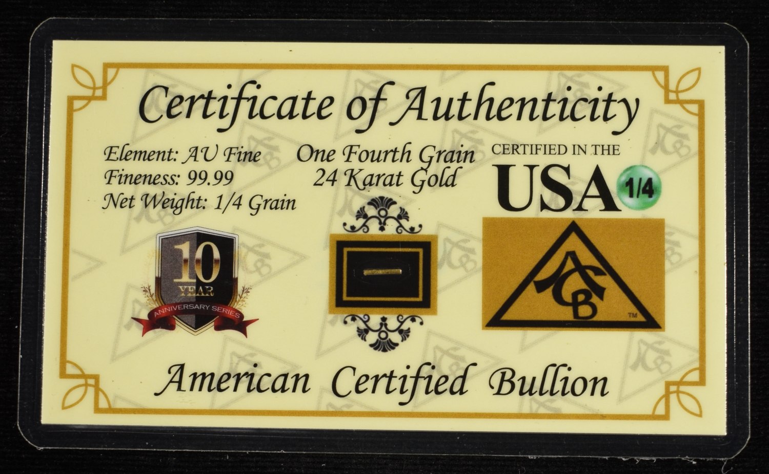 (6) 1/4 GRAINS 24KT GOLD