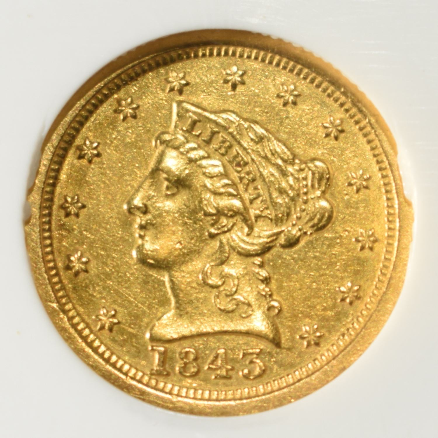 1843-O LARGE DATE $2.5 LIBERTY GOLD PCI BU
