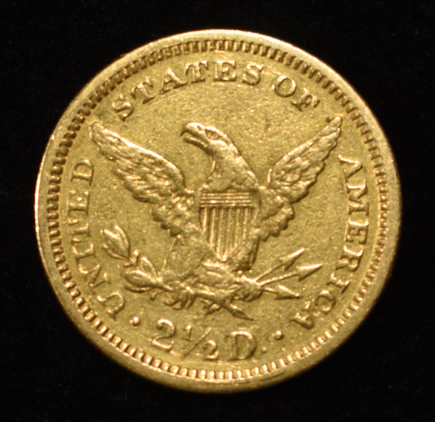 1873 $2.5 GOLD LIBERTY CLEANED