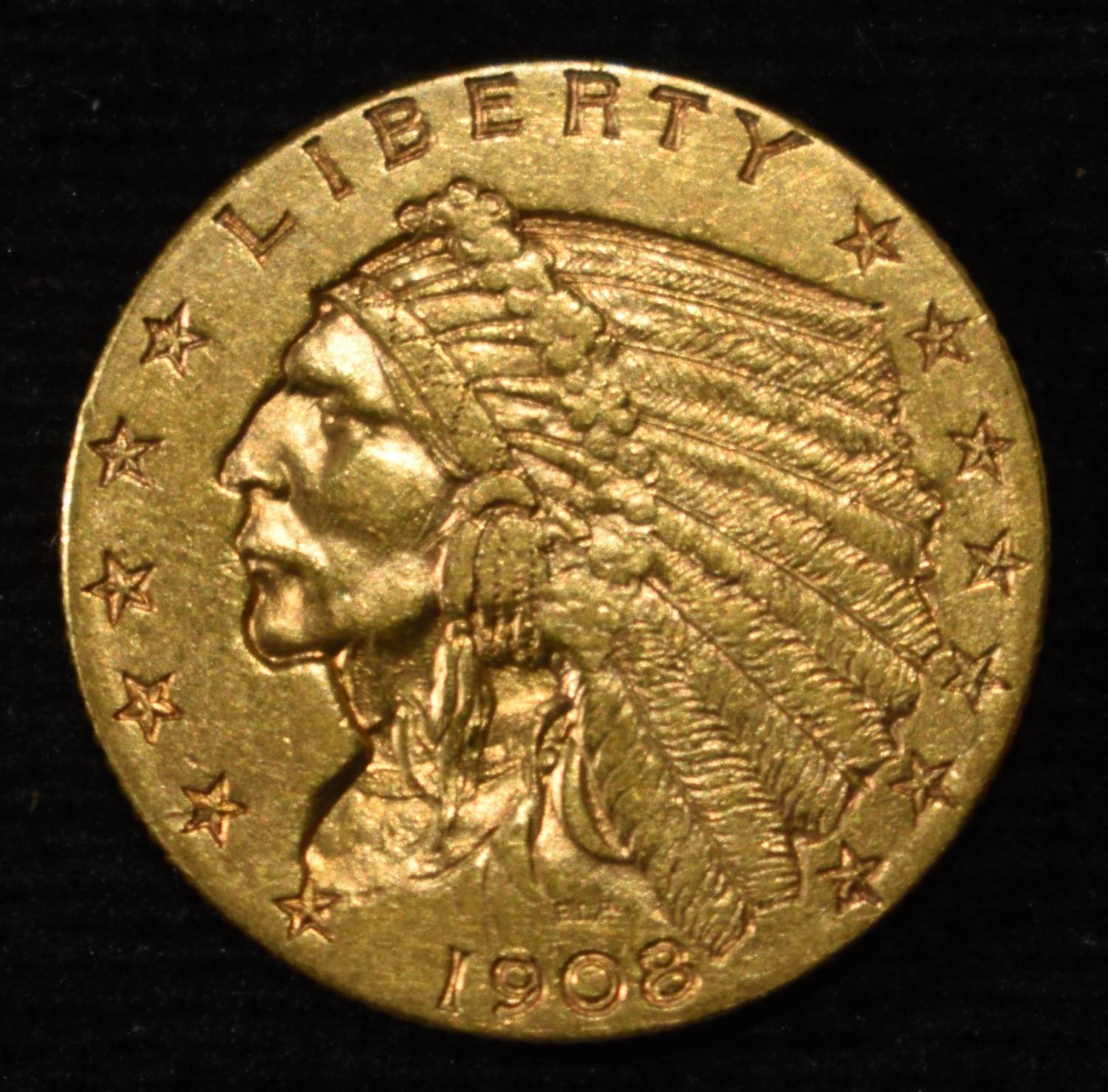1908 $2.5 GOLD INDIAN AU