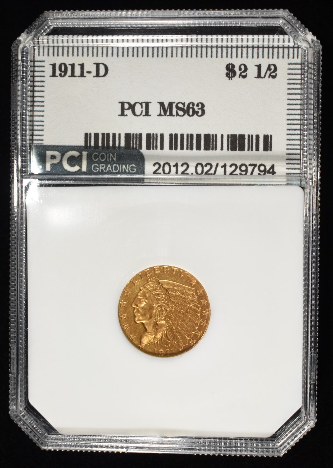 1911-D $2.5 INDIAN GOLD CH BU