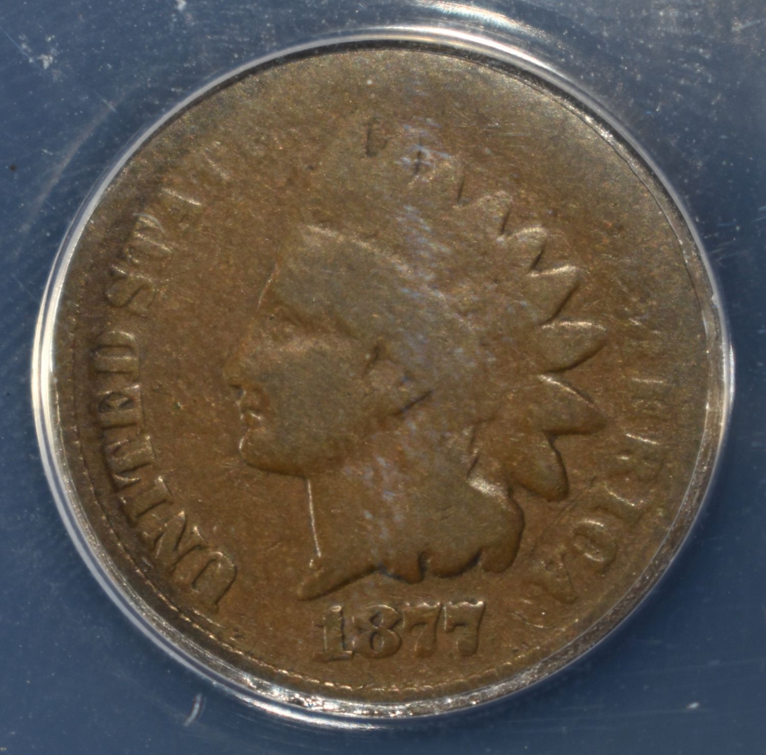 1877 INDIAN CENT AG 3 ANACS