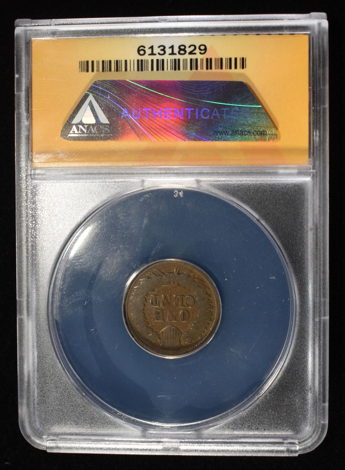 1877 INDIAN CENT AG 3 ANACS