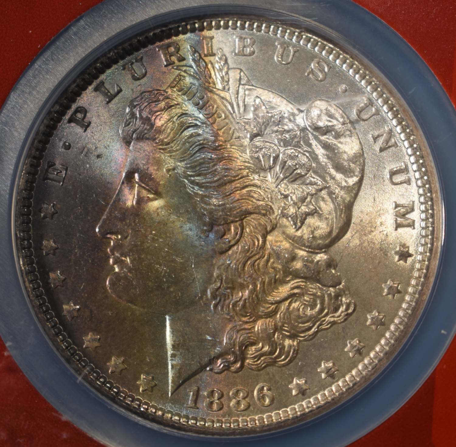 1886 MORGAN DOLLAR NGC MS-64* CAC COLOR!