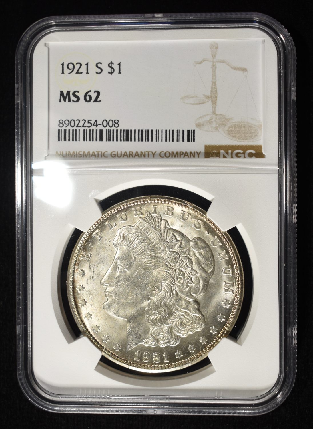1921-S MORGAN DOLLAR NGC MS-62