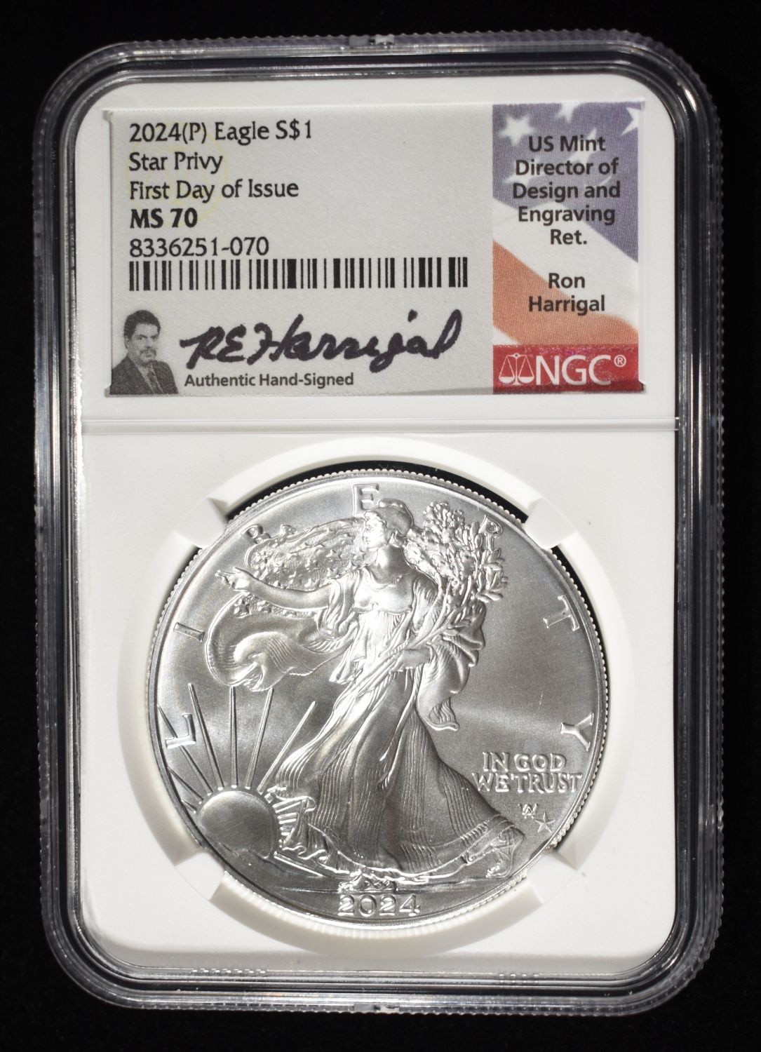 2024 (P) AMERICAN SILVER EAGLE NGC MS70 STAR PRIVY