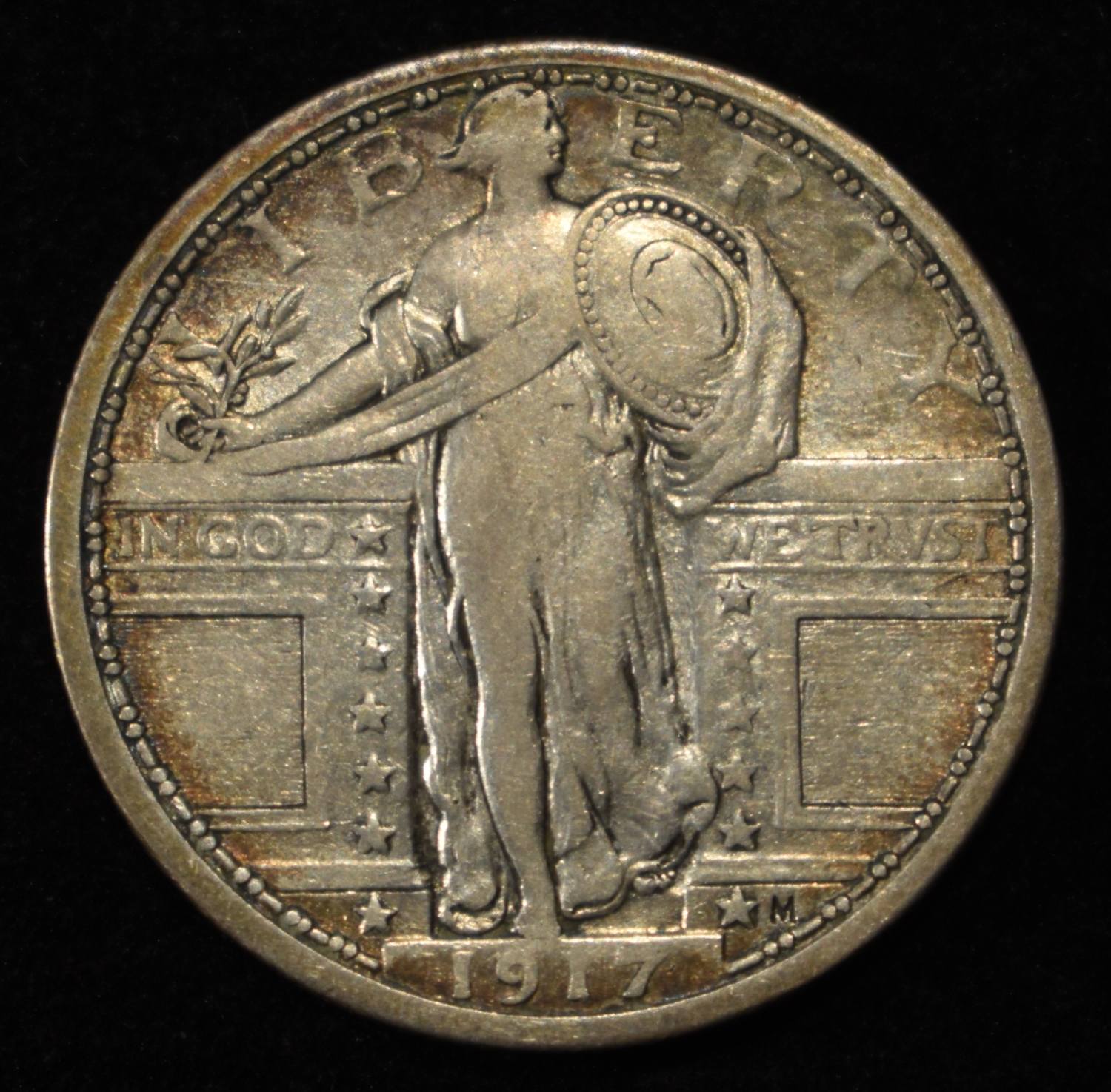 1917 T-1 STANDING LIBERTY QUARTER VF