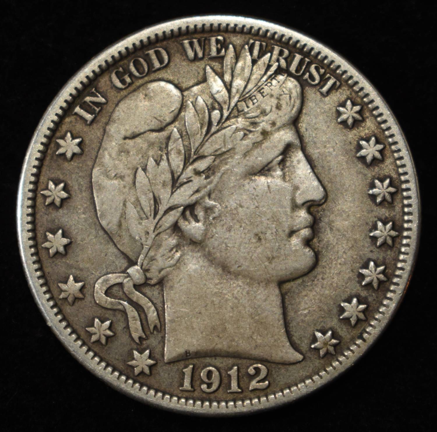 1912-S BARBER HALF DOLLAR XF